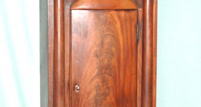 Scottish Mahogany Grandfather Clock Case with Swan Neck Pediment ( before and after)