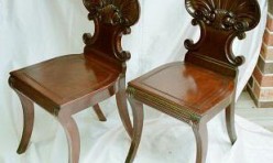 Shell back Mahogany Chair pair